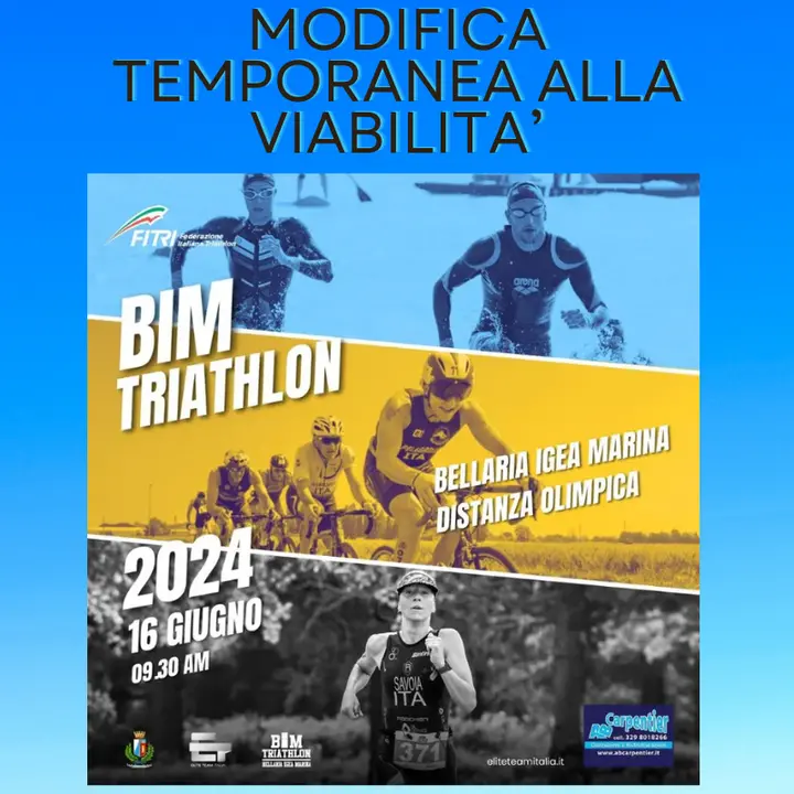 “Bim Triathlon Olimpico” a Bellaria Igea Marina: attenzione alla modifica della viabilità.
