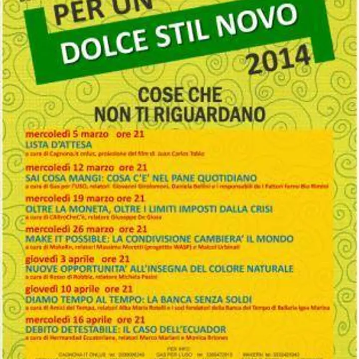 PER UN DOLCE STIL NOVO 16 aprile 2014